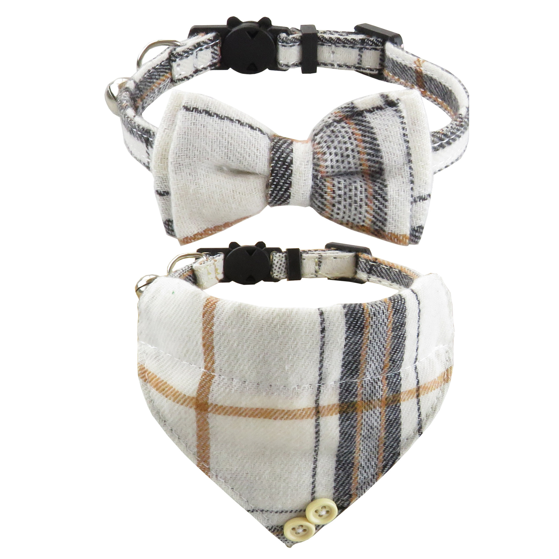 Ivory Check Pet Bandana Set